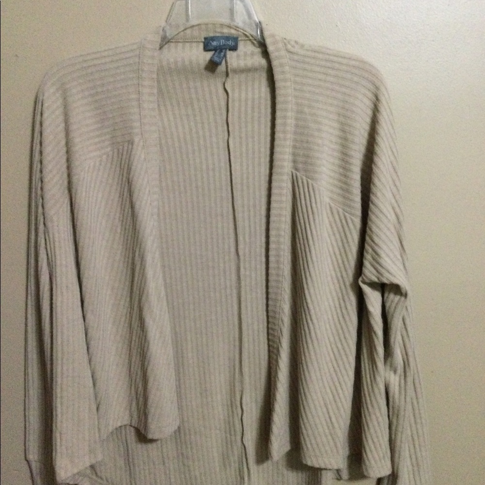 Any Body open front ribbed cardigan Sm light brow